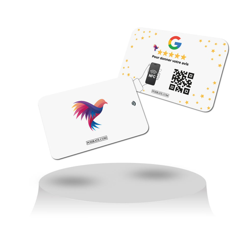 Découvrez notre carte équipée d'une technologie NFC, conçue pour accélérer la collecte d’avis Google et renforcer votre présence en ligne. Une solution pratique pour booster votre référencement et interagir efficacement avec vos clients.